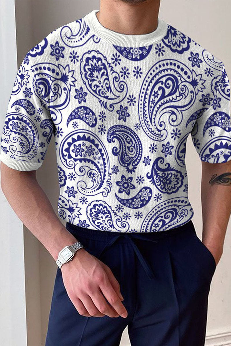 Men's Round Neck Knitted T-Shirt - Fashionpara