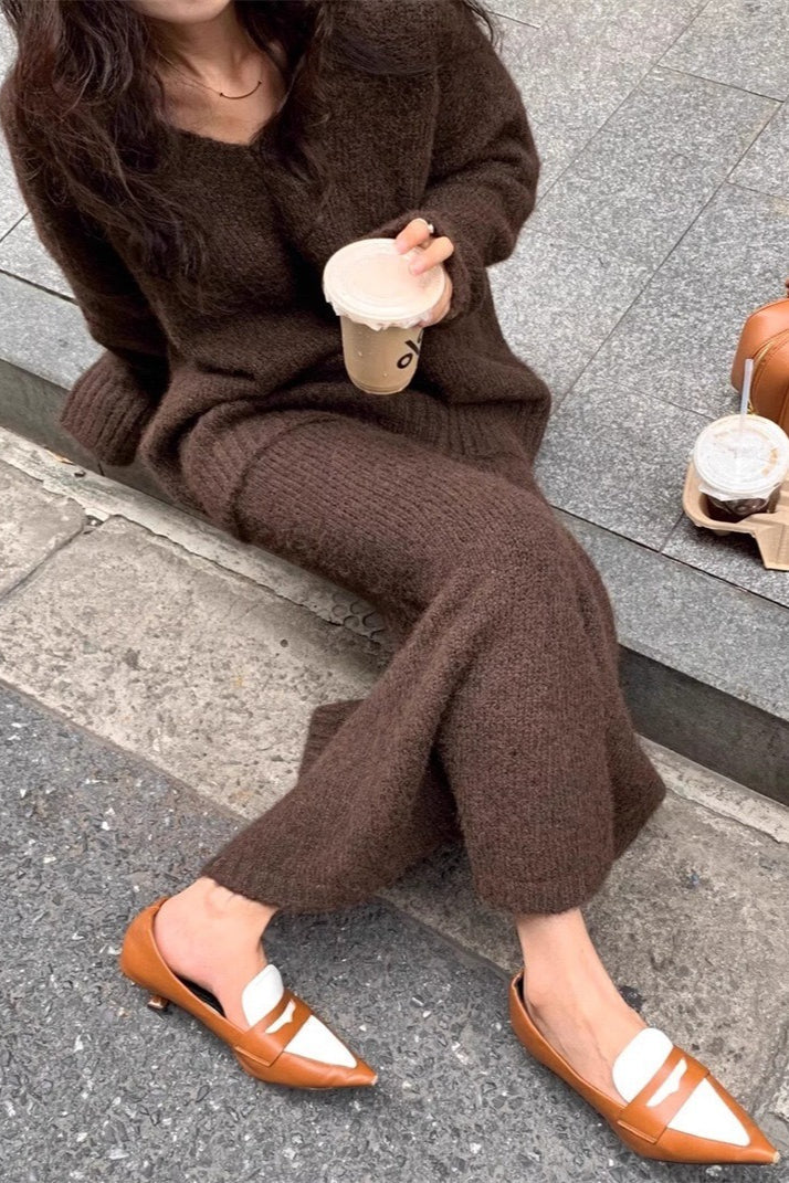 PrincessAce V-neck Knit Sweater and Mermaid Skirt Set