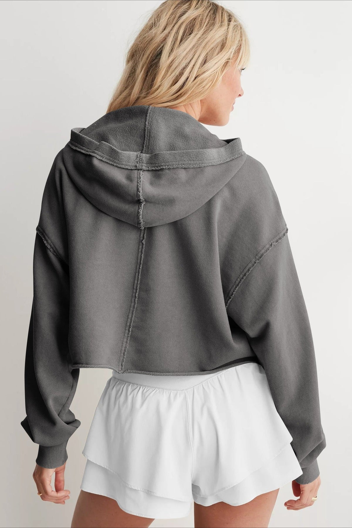 Relaxed V Neck Collared Pullover Sweatshirt