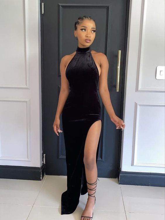 Black Velvet Party Prom Dresses, Formal Evening Dress - Fashionpara