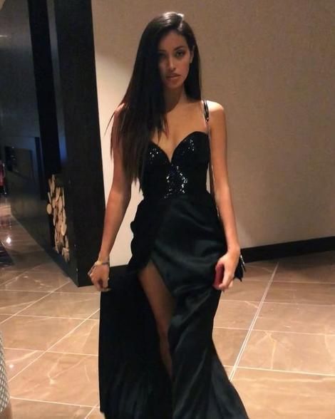 Black V Neck Long Prom Dress - Fashionpara