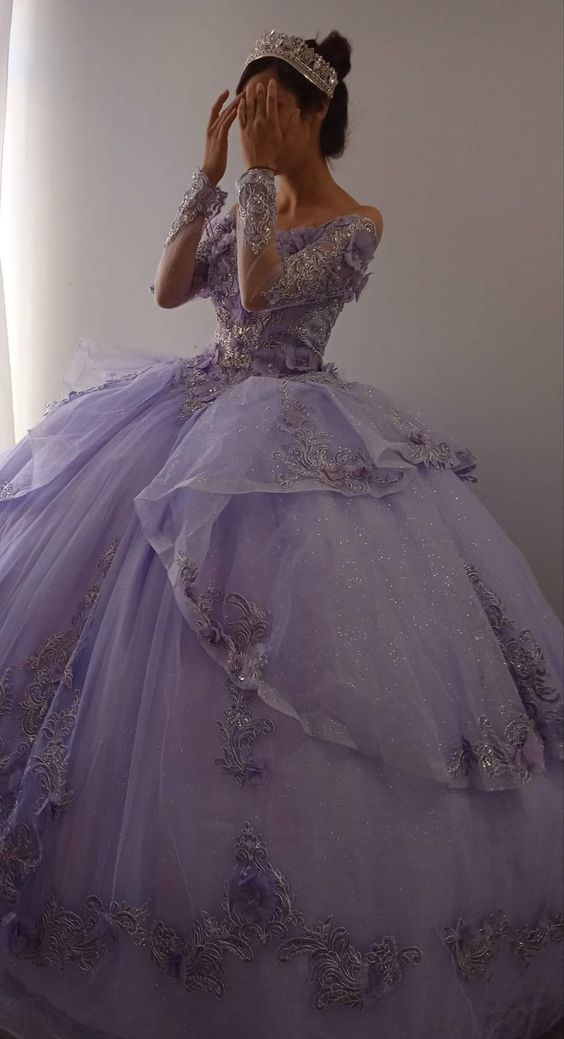 A-Line purple ball gown Prom Dress - Fashionpara