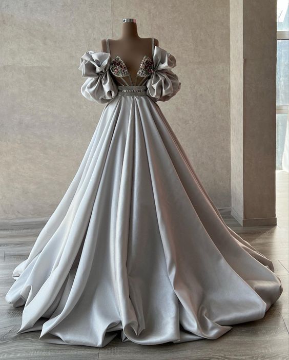 Silver Long Prom Dresses - Fashionpara
