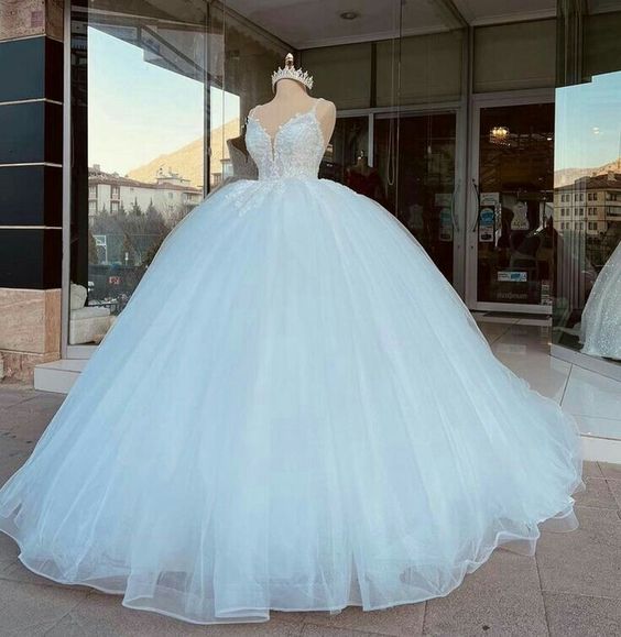 Light Blue Long Ball Gown Prom Dresses - Fashionpara