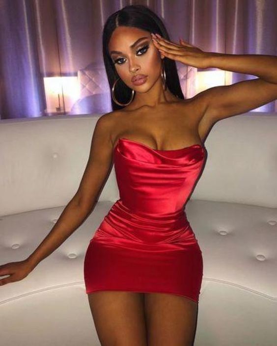 Stylish Sheath Strapless Red Short Homecoming Dress - Fashionpara