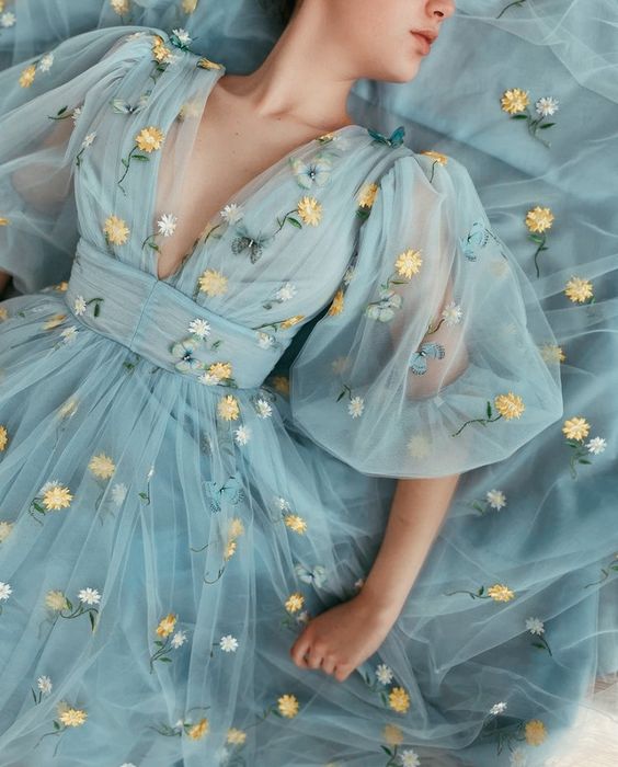 Popular V Neck Formal A Line Tulle Bridal Gown Long Prom Dresses - Fashionpara