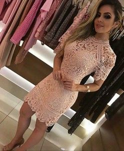 pink lace Homecoming Dress - Fashionpara