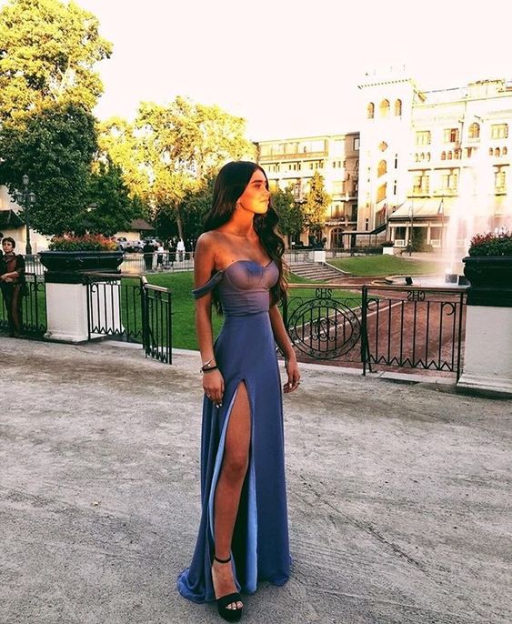 Blue Party Dress, Blue Evening Gown Prom Dress - Fashionpara