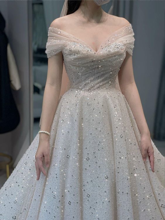 Charming Sequin Vintage Fashion Modest Wedding Dresses