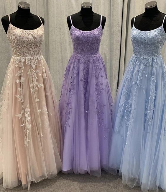 CUTE LACE LONG A LINE PROM DRESS EVENING DRESS - Fashionpara