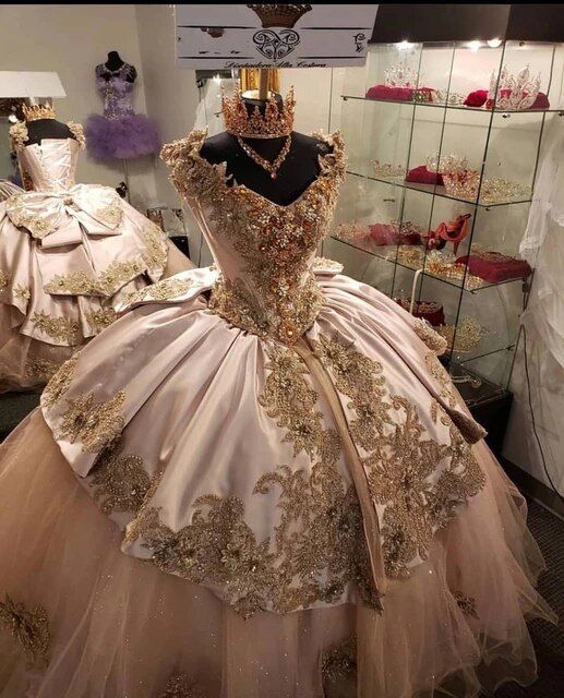 Luxury Quinceanera Dresses Applique Beaded Corset Ball Gown Prom Sweet 16 Dress - Fashionpara