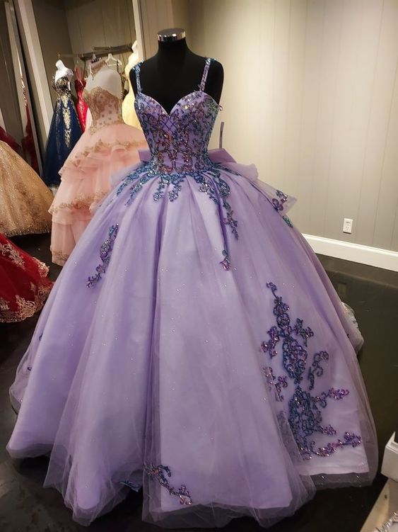 Princess Purple Prom Ball Gown Dresses - Fashionpara