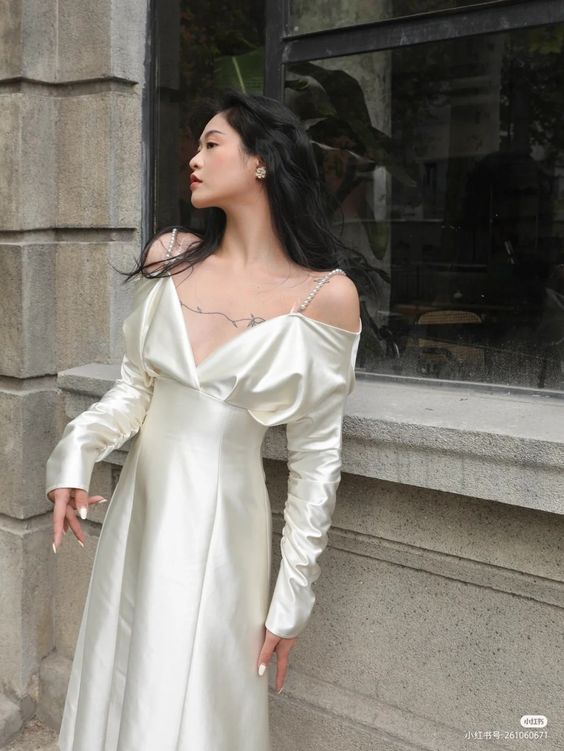 Elegant Ivory Women One Piece Vintage Evening Party Dress - Fashionpara