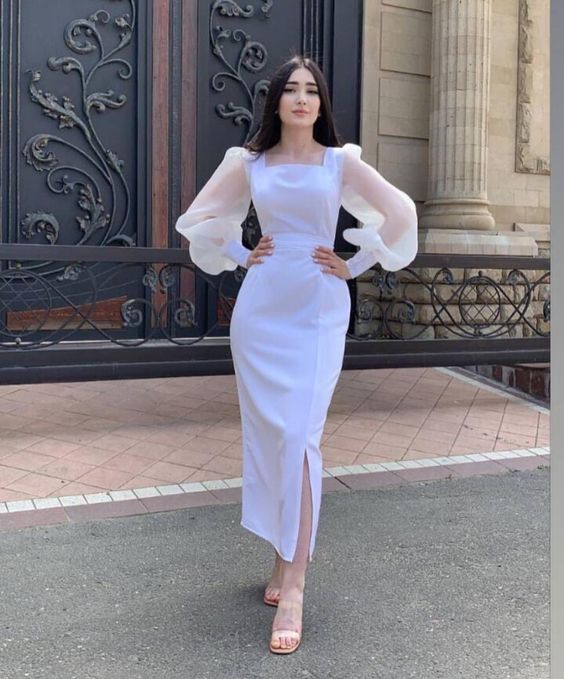 Elegant Mermaid White Women One Piece Vintage Evening Party Dress - Fashionpara