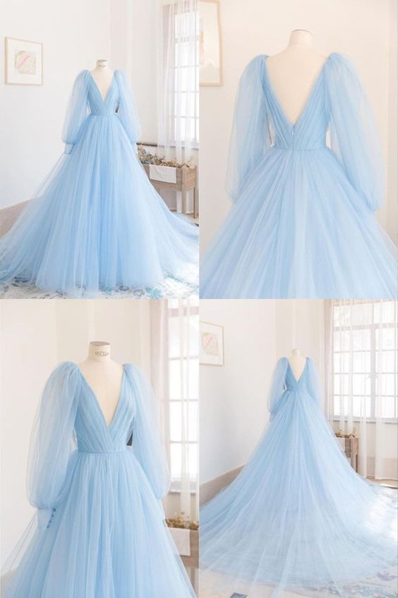 Long Blue Prom Dresses, Formal Evening Dress - Fashionpara