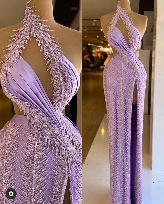 Vestidos de gala one shoulder purple prom dresses long lace applique mermaid elegant prom gown - Fashionpara