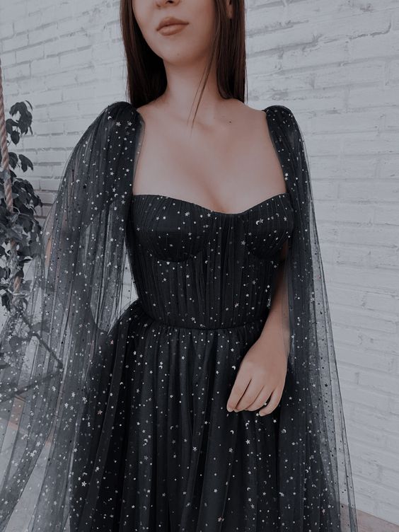 A-Line Black Sequin Long Prom Gown - Fashionpara