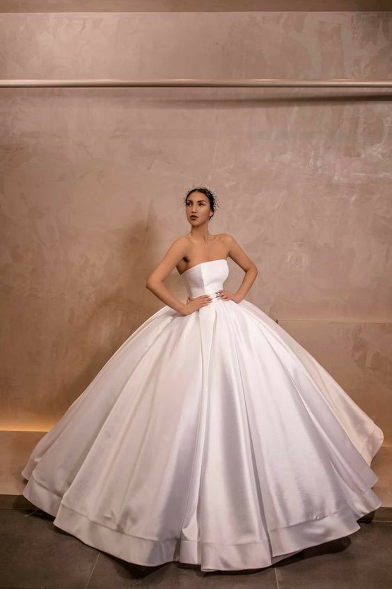 White Long Ball Gown Prom Dresses - Fashionpara
