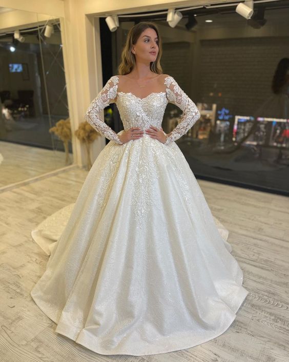 off white wedding dress, ball gown wedding dress