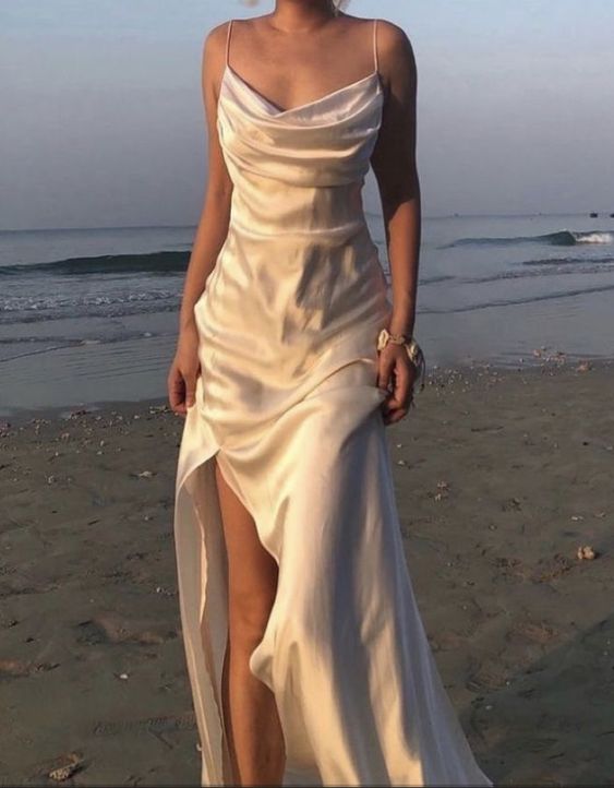 simple sleeveless white evening dresses Prom Dresses - Fashionpara