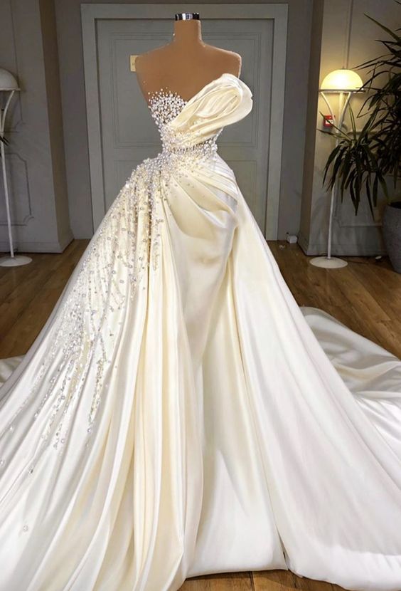Long White Prom Dresses, Formal Evening Dress, Wedding Dress - Fashionpara