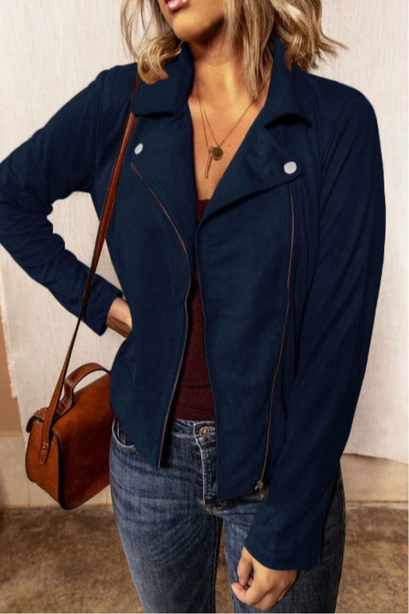 Turndown Collar Zipper Design Jacket(4 colors )