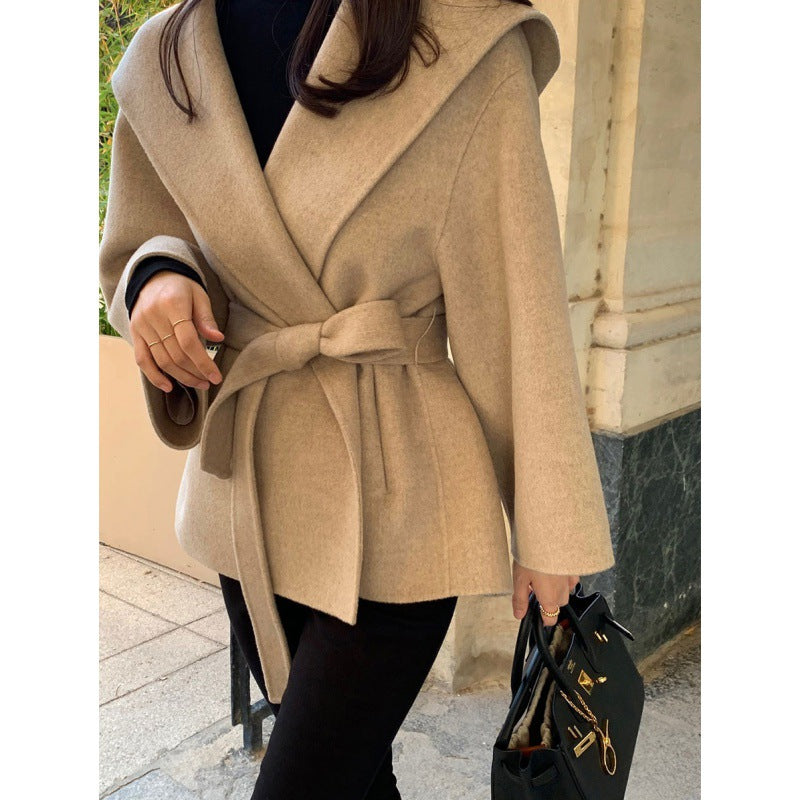 Chic Brown Woolen Hooded Overcoat - Fashionpara