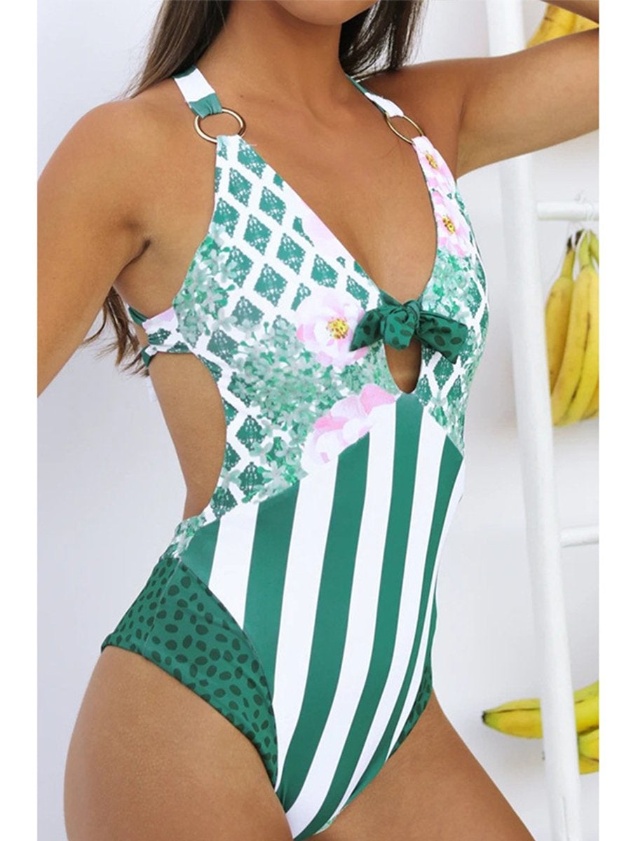 Sexy Floral Print One-piece Swimsuit - Fashionpara