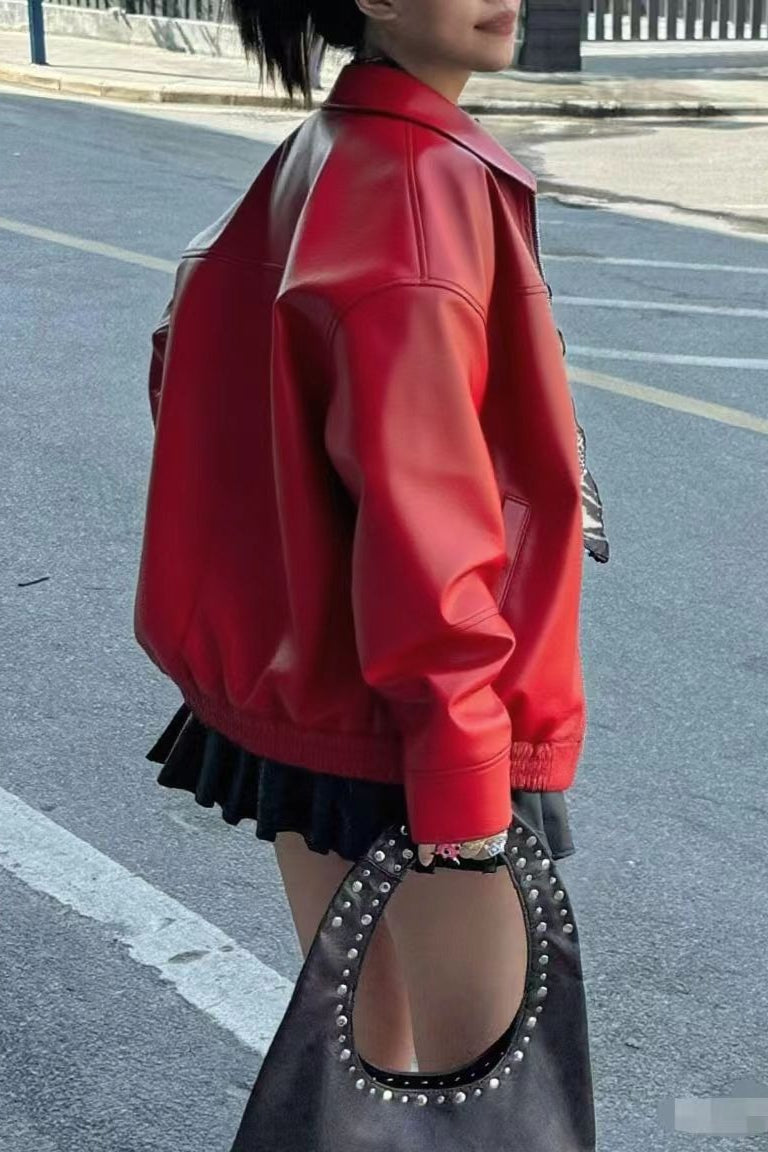 Vintage Faux-Leather Zip Jacket 9
