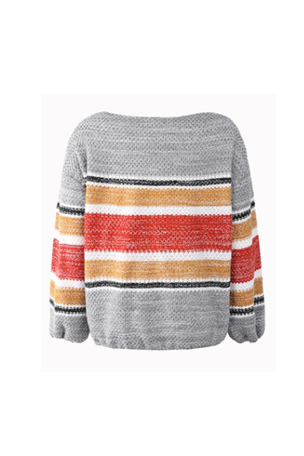 RadyRin Off-Shoulder Rainbow Striped Sweater for Chic Style