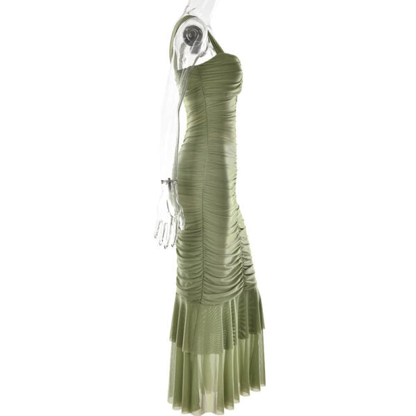 Sweetheart Ruched Ruffle-Hem Bodycon Maxi Dress 8