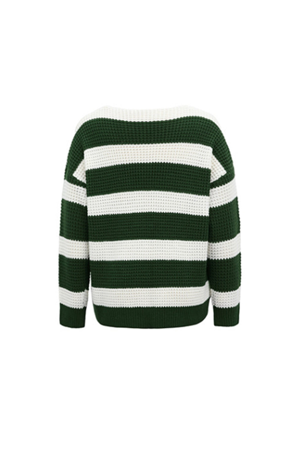 RadyRin V-Neck Striped Waffle Sweater for Stylish Comfort