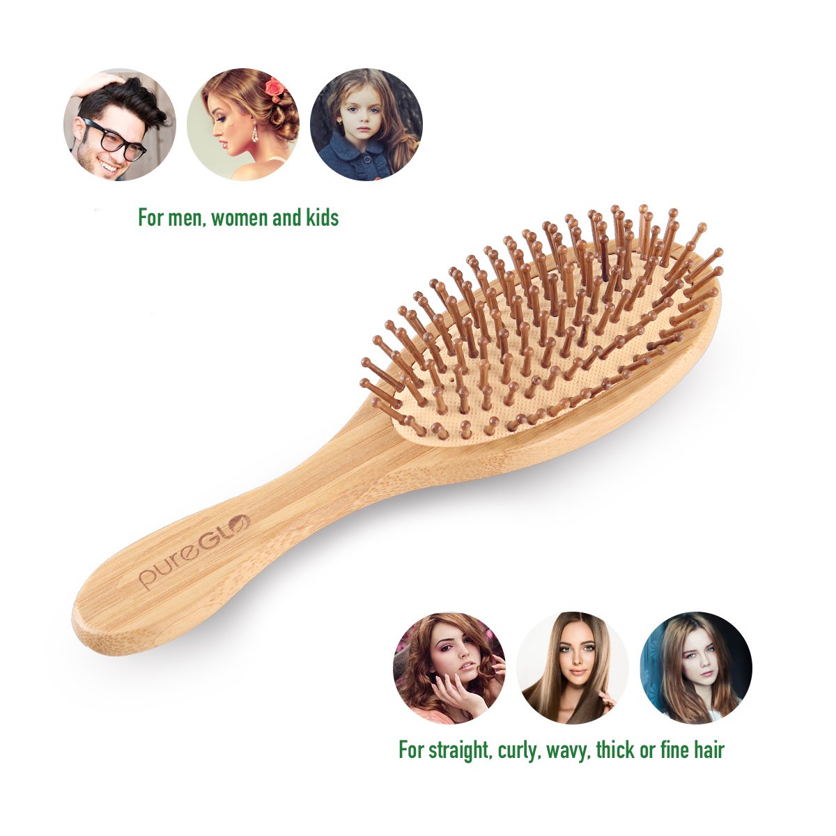Natural Bamboo Paddle Hair Brush Oval