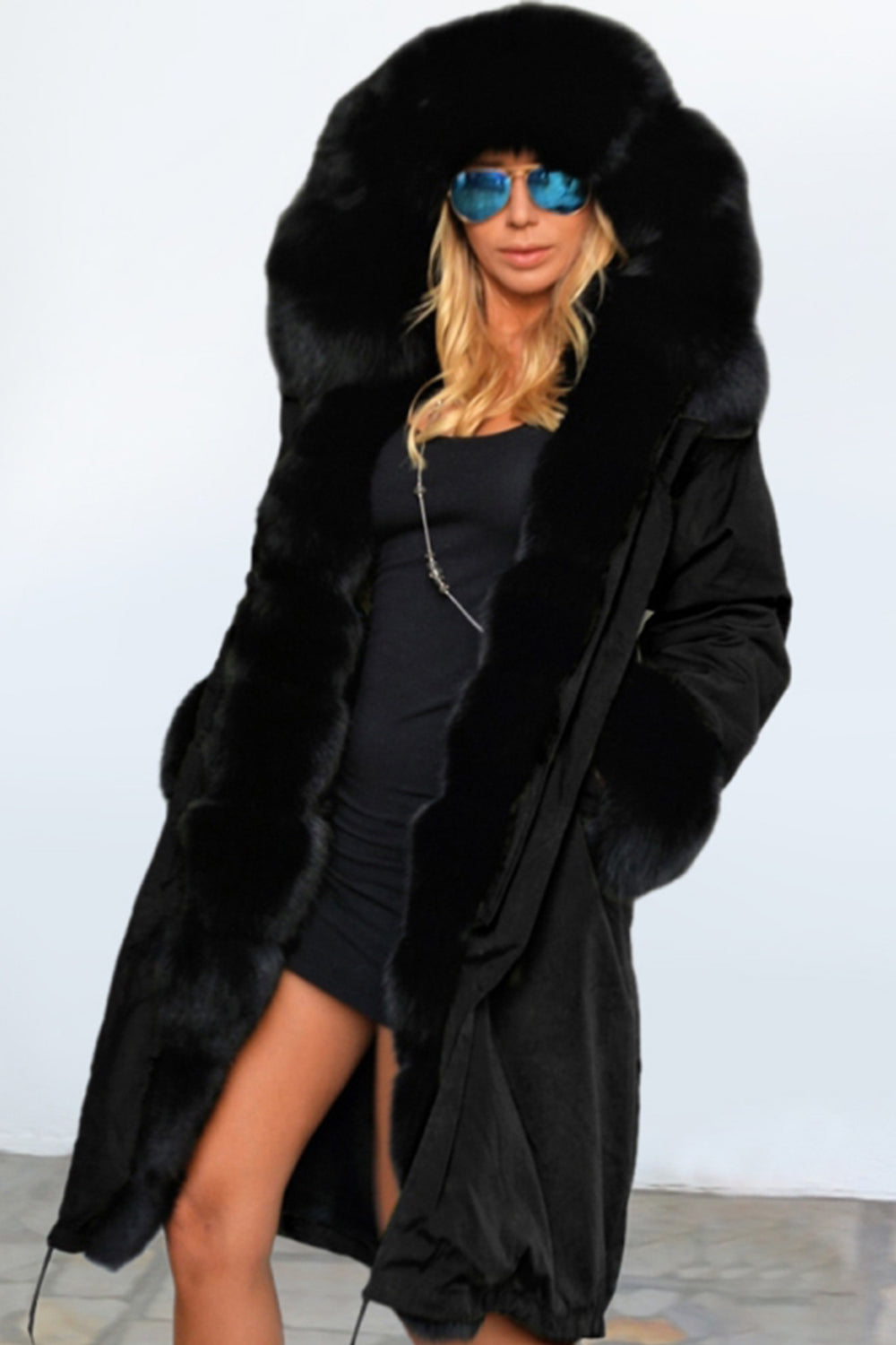 Elegant Wool Collar Cashmere Coat for Luxurious Warmth