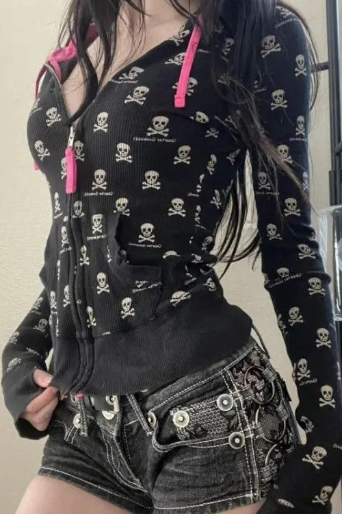 Rebellious Dark Skull Hoodie