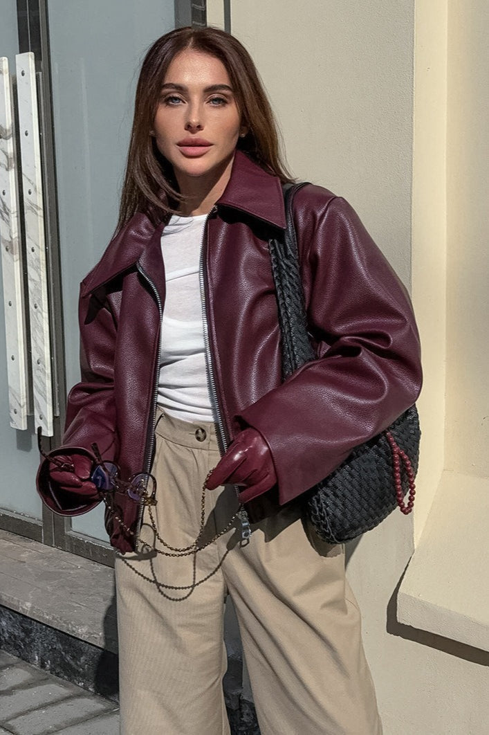 Vintage Matte Leather Biker Jacket 2