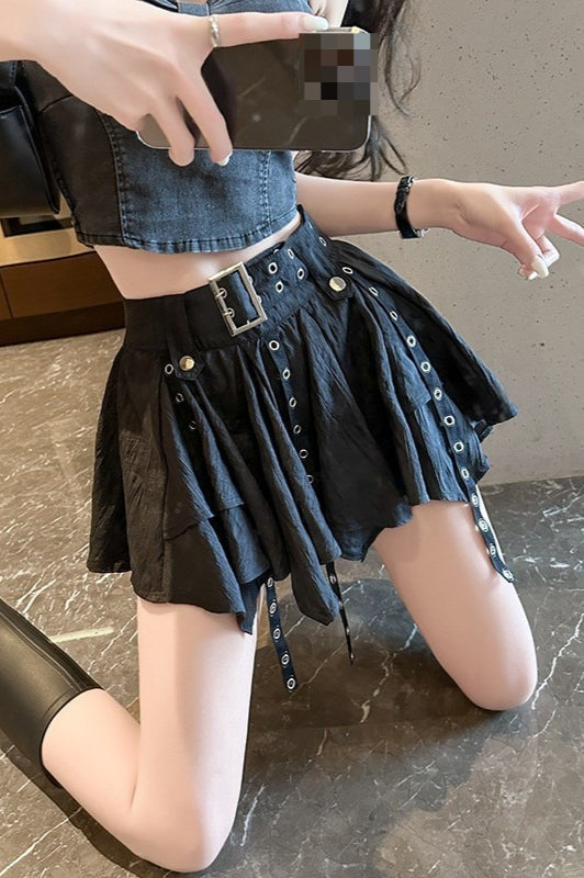 Wasteland Vintage Belt Asymmetrical Mini Skirt