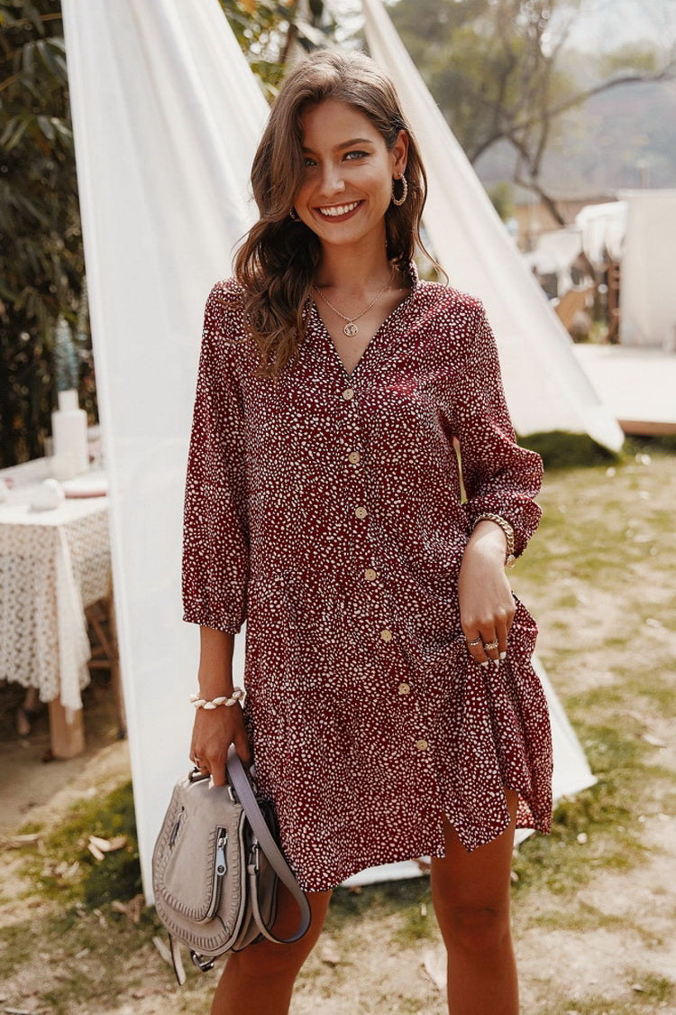 Floral Buttons Dress - Fashionpara