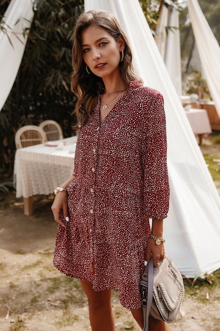 Floral Buttons Dress - Fashionpara