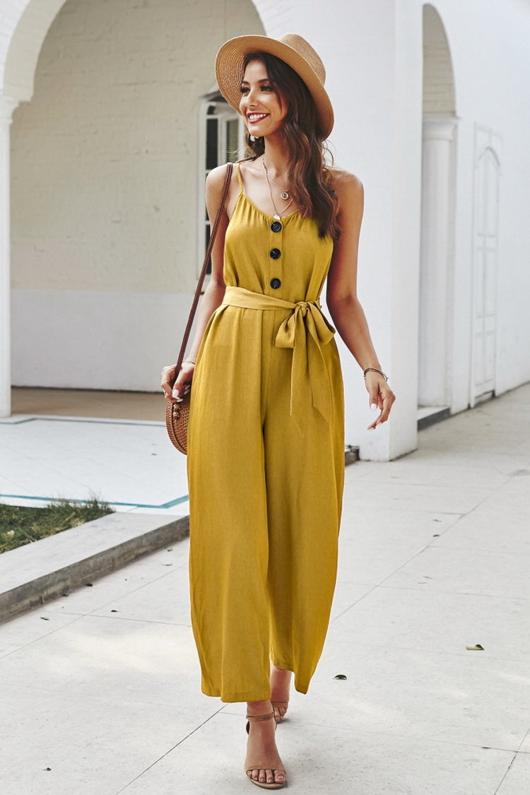 Plain Belt Jumpsuit - Fashionpara