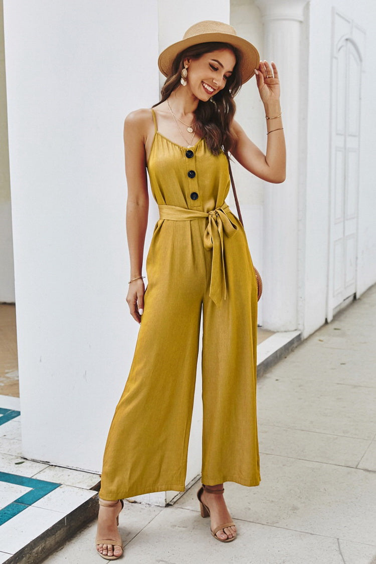 Plain Belt Jumpsuit - Fashionpara