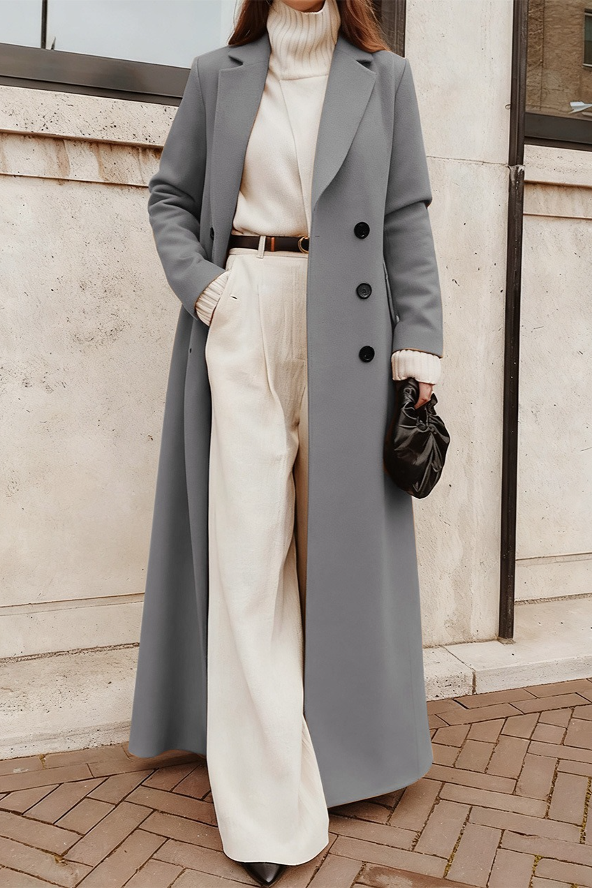 Thick Fleece Lined Maxi Casual Cold Weather Overcoat - Fashionpara