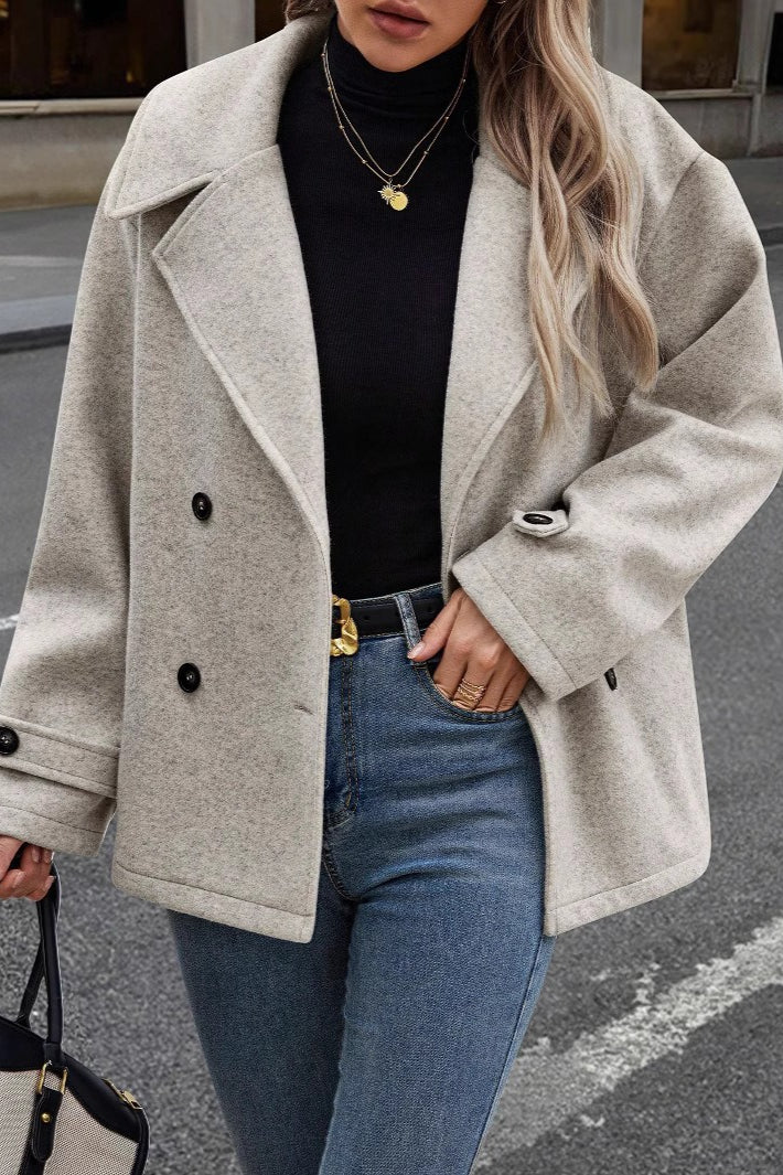 Cropped Wool Blend Oversized Coat - Fashionpara