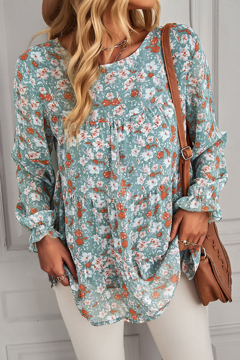 Round Neck Floral Loose Top