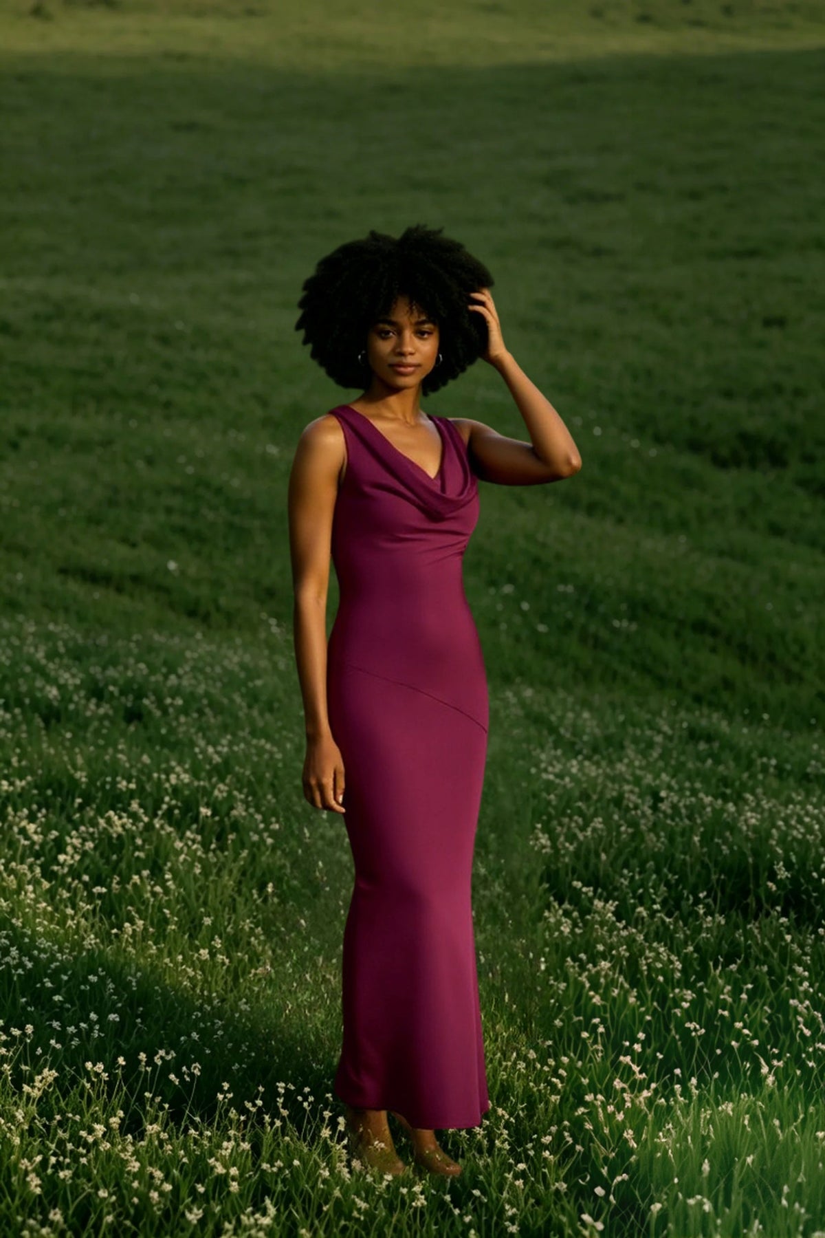 Cowl Neck Sleeveless Satin Column Maxi Dress 5