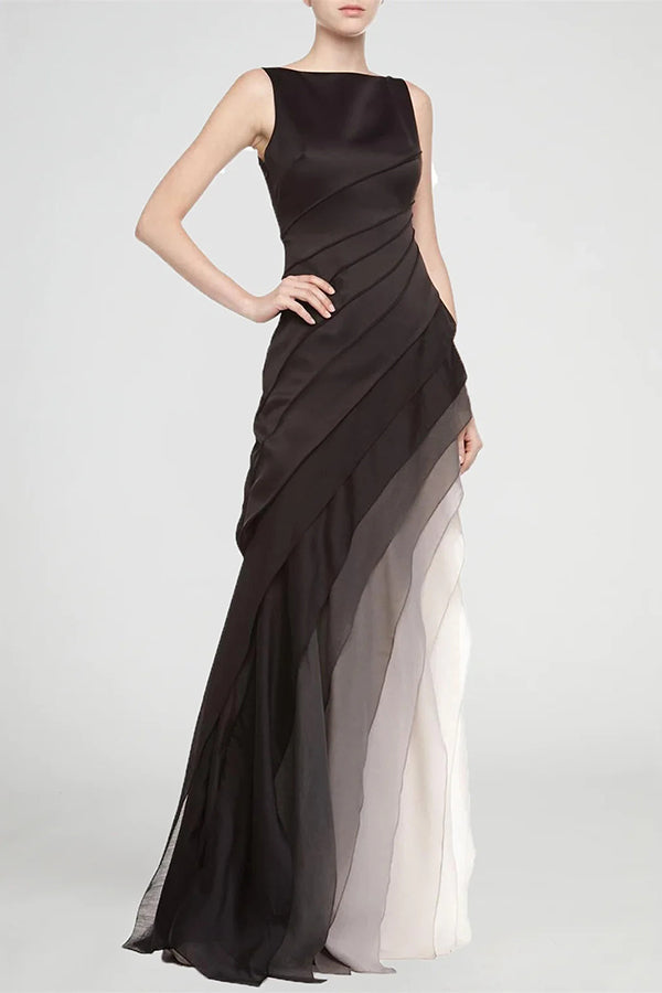 Elegant and Mysterious Tulle Gradient Cascading Design Gown Maxi Dress - Fashionpara