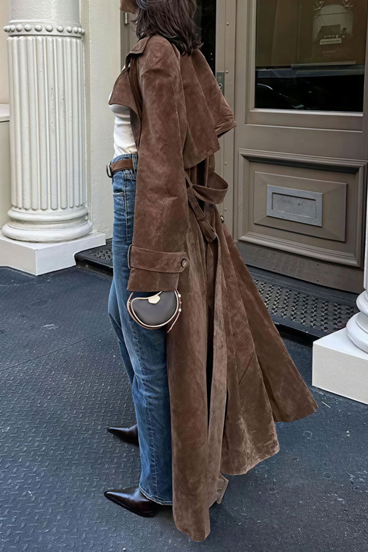 Double Breasted Tie Waist Long Overcoat 2