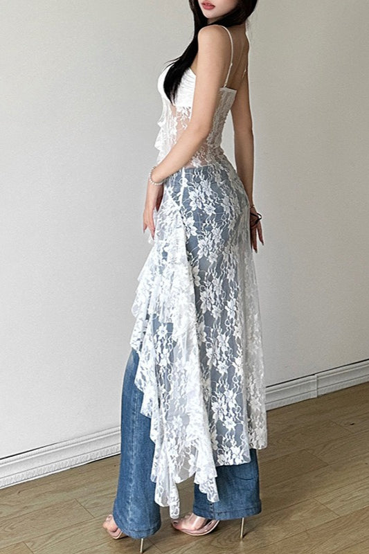 High Waist Backless Lace Dress - View 5