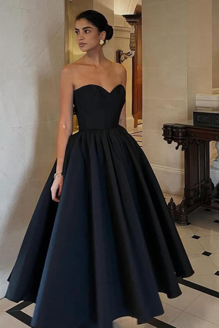 Satin Strapless Sweetheart A-Line Prom Gown