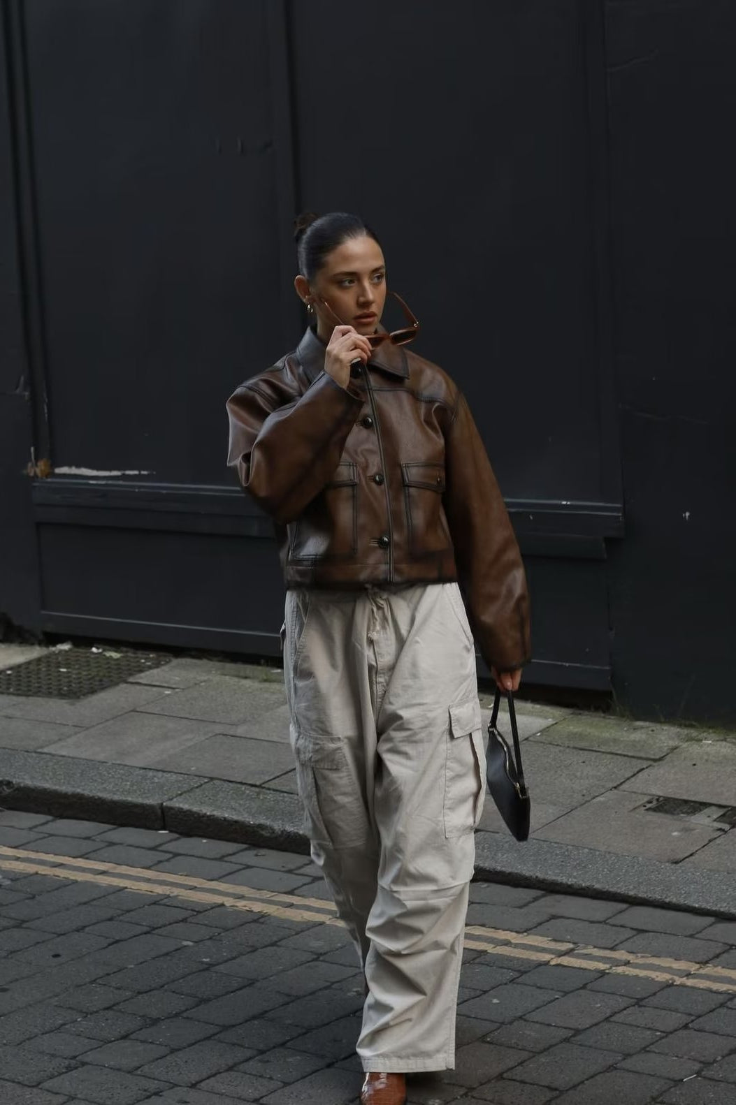 Sophisticated Brown Vintage Faux Leather Coat for Style